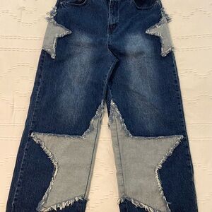 Hot Topic Blue Star Patch Flare Jeans
